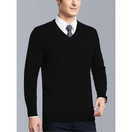 Men'S Plus Size V-Neck Sweater - Beige Casual Knit Sweater, Medium Stretch Fall/Winter Sweater for Everyday & Formal Outfits - Non-Bulky Layering Essential for Big & Tall Men, Winter Wardrobe, Classic Knitwear, Comfortable Fit, Versatile Top, Winter Clothing, Fall Fashion, Stylish Knitwear, Breathable Material, Knit Top, Big And Tall Men, PLUS SIZE, plus size clothes, Winter Outfits, Winter Clothing Collection, Plus Size Clothing | Casual Sweater | Stretchy Fabric