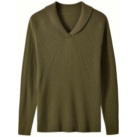 Vintage Men's Shawl Collar Sweater Casual Loose Knit Pullover