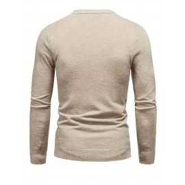 Men's Plus Size Geometric Pattern Crew Neck Sweater - Soft Stretch Pullover, All-Season Casual & Smart-Casual Long Sleeve Sweater, Regular Fit Machine Washable Top for Men, Versatile Streetwear & Formal Attire, PLUS SIZE