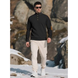 Men'S Jacquard Knit Sweatshirt for Autumn And Winter, Casual Outdoor Long Sleeve Pullover with Stand Collar, Plus Size