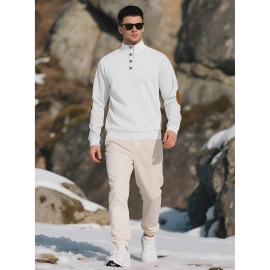 Men'S Jacquard Knit Sweatshirt for Autumn And Winter, Casual Outdoor Long Sleeve Pullover with Stand Collar, Plus Size