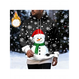 Fleece-Lined Winter Holiday Hooded Sweatshirt - Warm Cozy Pullover Hoodie with Soft, Casual Round Neck Sweater for Christmas, New Year's & Outdoor Activities, Machine Washable (Regular Fit), PLUS SIZE