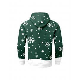 Fleece-Lined Winter Holiday Hooded Sweatshirt - Warm Cozy Pullover Hoodie with Soft, Casual Round Neck Sweater for Christmas, New Year's & Outdoor Activities, Machine Washable (Regular Fit), PLUS SIZE