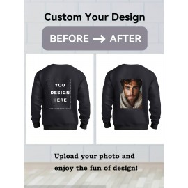 Men'S Heavyweight 12.35oz Personalized Sweater - Custom Text/Logo Printing, Loose Fit Crew Neck Long Sleeve, Soft Comfortable Casual & Formal Wear, Custom T-Shirt Design with Your Own Pattern, Ideal for Corporate Gifts, Events & Everyday Use - Durab