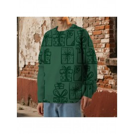 Men'S Winter Coat & T-Shirt - Long Sleeve Round Neck Thermal Base Layer, Olive Green with All-Over Print, Regular Fit Casual & Formal Wear, Warm Layering Top for Cold Weather, Versatile Everyday & Formal Outfits, Durable & Comfortable Men'S Fashion