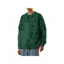 Men'S Winter Coat & T-Shirt - Long Sleeve Round Neck Thermal Base Layer, Olive Green with All-Over Print, Regular Fit Casual & Formal Wear, Warm Layering Top for Cold Weather, Versatile Everyday & Formal Outfits, Durable & Comfortable Men'S Fashion