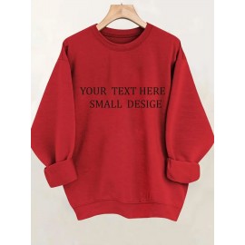 Men'S Christmas Custom Lettering Hoodie - Red Crew Neck Pullover Sweater with Personalized Text/Design, Soft Loose Fit Long Sleeve Winter Warmth, Machine Washable Holiday Gift for Him, Plus Size