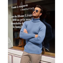 Men's Slim Fit Ribbed Turtleneck Sweater - Lightweight Knit Pullover for Fall/Winter, Casual Long Sleeve, Machine Washable, Solid Color, Comfortable Casual Attire, PLUS SIZE