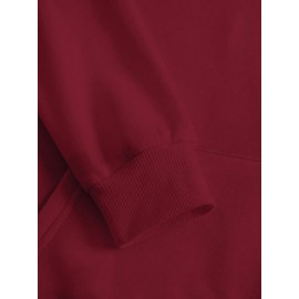 Men's Plus-Size Oversized Hoodie Sweatshirt - Red Hockey Logo & The North Slogan Print, Kangaroo Pocket, Machine-Washable Knit Fabric, Hockey-Themed Casual Wear & Christmas Party Outfit, Thanksgiving Gift (Local Shipping) - Hockey, PLUS SIZE