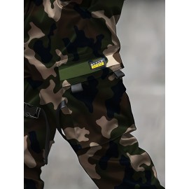 Men'S 3D Printed Camouflage Hoodie - Durable Blend Lightweight Pullover with Adjustable Hood, Long Sleeve Casual Streetwear Sweatshirt for Outdoor Activities & Casual Attire, All-Season Comfortable Men'S Fashion Apparel (Green/Brown), Plus Size