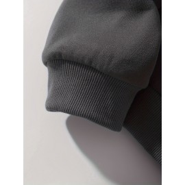 Men'S Loose Fit Sweatshirt - White Pullover with Minimalist Graphic, Soft Polyester Long Sleeve Shirt for Everyday & Formal Wear, Machine Washable Winter Sweater for Men, Sweater, Casual Wear, Korean Fashion, Durable Construction, Printed Top, Streetwear Lovers, PLUS SIZE