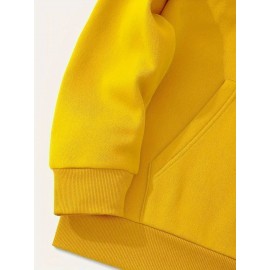 Men's Casual Hooded Sweater with Logo & 1985 Print - Oversized Brown Hoodie, Loose Fit Long Sleeve Pullover, Vintage Lettering, Machine Washable for Spring/Fall Layering (No Transparency), PLUS SIZE