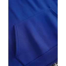 Men's Casual Hooded Sweater with Logo & 1985 Print - Oversized Brown Hoodie, Loose Fit Long Sleeve Pullover, Vintage Lettering, Machine Washable for Spring/Fall Layering (No Transparency), PLUS SIZE