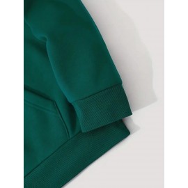 Men's Casual Hooded Sweater with Logo & 1985 Print - Oversized Brown Hoodie, Loose Fit Long Sleeve Pullover, Vintage Lettering, Machine Washable for Spring/Fall Layering (No Transparency), PLUS SIZE