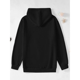 Men'S Plus Size Hoodie - Navy Pullover Sweatshirt, Regular Fit Long Sleeve Hooded Sweater for Everyday & Formal Wear, Soft Knit Fabric with Slight Stretch - Big & Tall Friendly