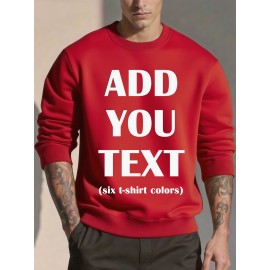Custom Men'S Personalized Photo/Text/Logo Sweater - Add Your Own Design, 100% Crew Neck Pullover, Machine Washable, Loose Fit Casual Sweater with Custom Front & Back Printing - Ideal Gift for Birthdays, Corporate Branding, Promotional Events - Red/B