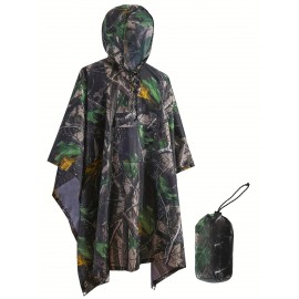 [Reusable Rain Ponchos] Lightweight Reusable Rain Ponchos for Men & Women | Camouflage Print, Hooded Windproof Raincoats with Full-Zip Closure, Loose Fit & Button Detail - All-Weather Outdoor, Plus Size