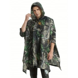 [Reusable Rain Ponchos] Lightweight Reusable Rain Ponchos for Men & Women | Camouflage Print, Hooded Windproof Raincoats with Full-Zip Closure, Loose Fit & Button Detail - All-Weather Outdoor, Plus Size