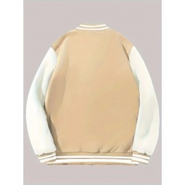 Men's Large Plus Size New York Logo Baseball Uniform Jacket - Winter Outdoor Casual Snap Button Closure Coat with Letter 'NY' Emblem, Machine Washable Polyester, Christmas Gift for Fans, PLUS SIZE