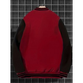 Men's Large Plus Size New York Logo Baseball Uniform Jacket - Winter Outdoor Casual Snap Button Closure Coat with Letter 'NY' Emblem, Machine Washable Polyester, Christmas Gift for Fans, PLUS SIZE