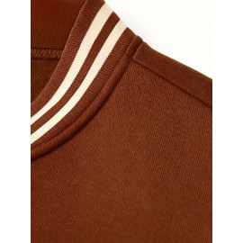 Men's Large Size Baseball Jacket with Letter 'M' Print (for Miami/other letters) - Buttonless Snap Closure, Machine-Washable Polyester Coat, Pockets - Casual Winter Outerwear for Big & Tall, Christmas Gift (No hat Included), PLUS SIZE