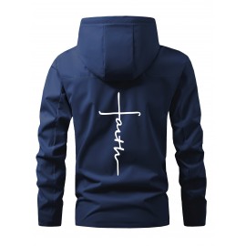 [Plus Size Sports Jacket] Lightweight Windproof Men's Plus Size Sports Jacket | Embroidered Letters, Zippered Pockets, Durable, Breathable, Machine Washable for All Seasons