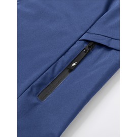 [Plus Size Sports Jacket] Lightweight Windproof Men's Plus Size Sports Jacket | Embroidered Letters, Zippered Pockets, Durable, Breathable, Machine Washable for All Seasons