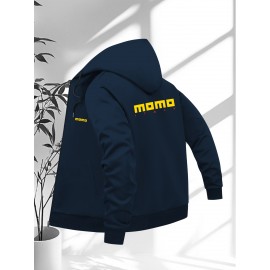 Men'S Plus Size Casual Hooded Jacket - Black with Orange 