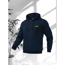 Men'S Plus Size Casual Hooded Jacket - Black with Orange 