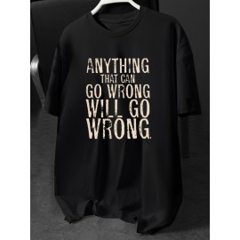 Plus Size Men'S Short Sleeve T-Shirt with Street Style, Vintage Distressed Murphy'S Law Slogan 