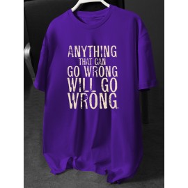 Plus Size Men'S Short Sleeve T-Shirt with Street Style, Vintage Distressed Murphy'S Law Slogan 