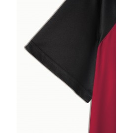 7pcs Men'S Plus Size T-Shirts - Casual Crew Neck, Short Sleeve, Color Block Design, Polyester, Summer Sporty Tops with 