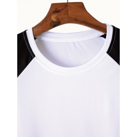 7pcs Men'S Plus Size T-Shirts - Casual Crew Neck, Short Sleeve, Color Block Design, Polyester, Summer Sporty Tops with 