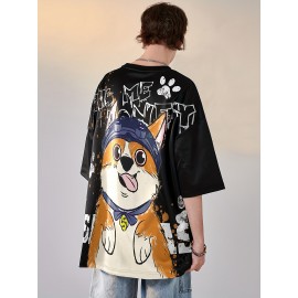 [Couple Set Dog Corgi T-shirt] Large Size Couple Set Adorable Dog Corgi PLUS SIZE Loose and Comfortable Summer Short Sleeve T-shirt