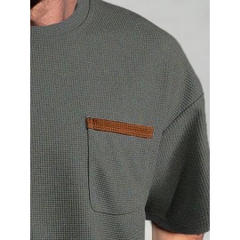 3pcs Men'S Plus Size Casual Short Sleeve T-Shirt Set, Essential Basic Tee - Breathable, Soft & Comfortable Waffle Fabric, Solid Color, Round Neck, Perfect for Casual Attire, PLUS SIZE, Men'S Set On, Men'S White Beach Set, Men'S Training Suit Set, Men'S Beach Set For Large Sizes