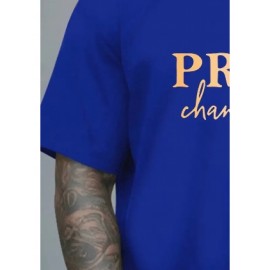 Men's Oversized Big & Tall Light Grey T-Shirt with Inspirational 