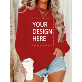 Men's Custom Sweater Personalized with Your Own Logo/Text/Design - Loose Fit Crew Neck Pullover, Machine Washable Winter Sweater for Weddings, Parties, Team Uniforms & Corporate Branding - Custom Logo Sweater for Events & Team Apparel (Men), PLUS