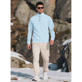 Men'S Jacquard Knit Sweatshirt for Autumn And Winter, Casual Outdoor Long Sleeve Pullover with Stand Collar, Plus Size