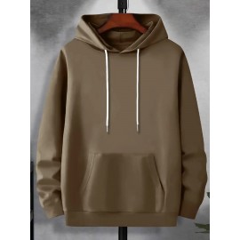 Men'S Plus Size Hoodie - Navy Pullover Sweatshirt, Regular Fit Long Sleeve Hooded Sweater for Everyday & Formal Wear, Soft Knit Fabric with Slight Stretch - Big & Tall Friendly