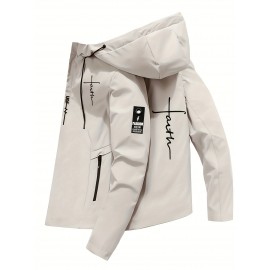 [Plus Size Sports Jacket] Lightweight Windproof Men's Plus Size Sports Jacket | Embroidered Letters, Zippered Pockets, Durable, Breathable, Machine Washable for All Seasons